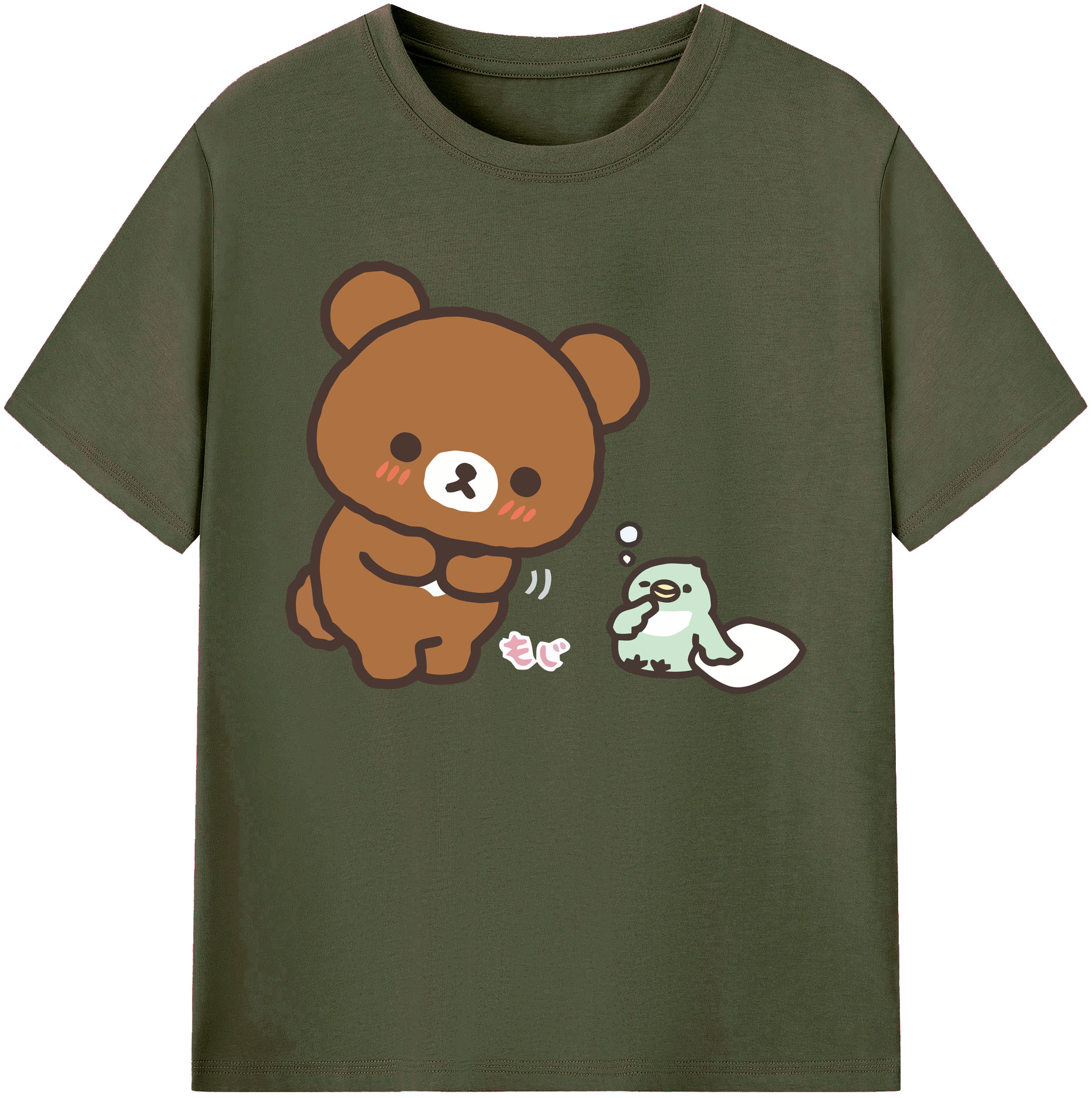 （画像用） リラックマ リラックマ キイロイトリ Rilakkuma Korilakkuma Kiiroitori 綿100％ メンズ半袖Tシャツ｜肌触りやわらか＆通気性